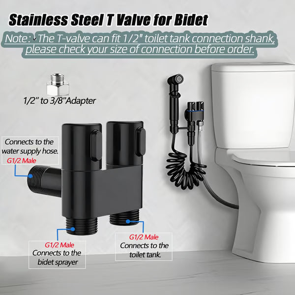 1-In-2-Handheld Out Dual Control Valve Bidet Sprayer for Toilet
