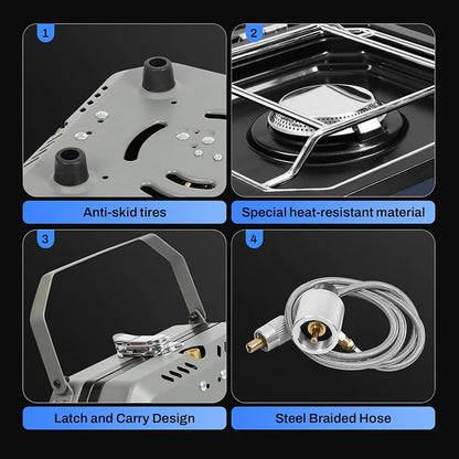 2 Burner Foldable Camping Stove