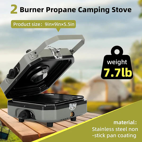 2 Burner Foldable Camping Stove
