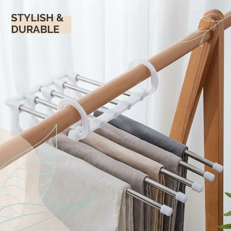 ✨Multi-functional Pants Rack - Closet Multiple Layers Multifunctional Uses Rack Organizer for Trousers Scarves Slack (1 Pack with 5 Metal Clips)✨