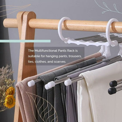 ✨Multi-functional Pants Rack - Closet Multiple Layers Multifunctional Uses Rack Organizer for Trousers Scarves Slack (1 Pack with 5 Metal Clips)✨