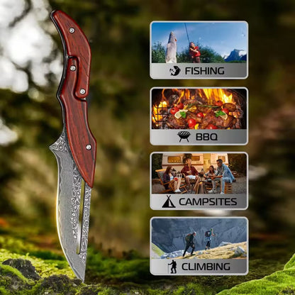 Damascus Steel Folding Knife🔪