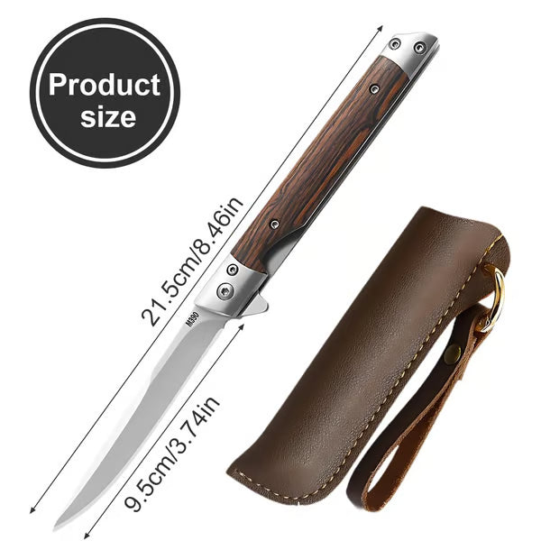 Folding Multi Tool Knife with Leather Pouch