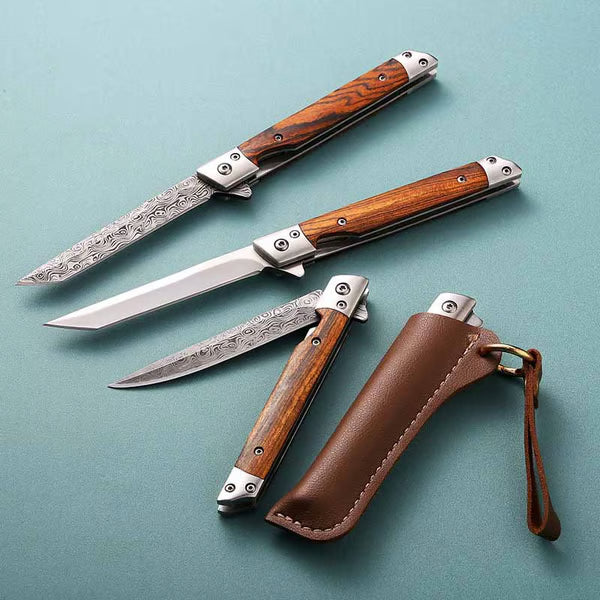 Folding Multi Tool Knife with Leather Pouch