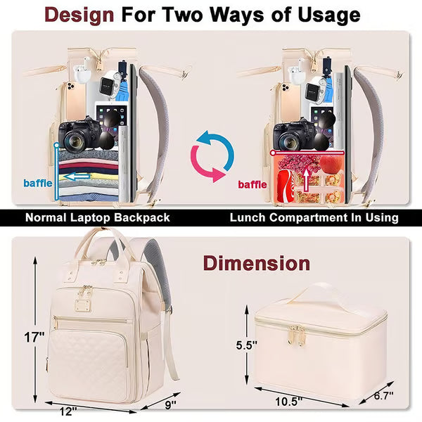 🎒✨Large-Capacity Quilted Backpack with Multiple Compartments for Travel, Lunch & Camping