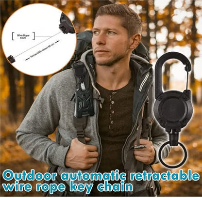 🔥Summer Hot Sale Promotion-49% OFF⏰-Outdoor Automatic Retractable Wire Rope Luya Tactical Keychain