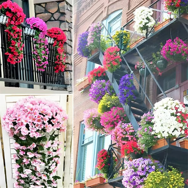 UV Resistant Hanging Artificial Morning Glory Vine